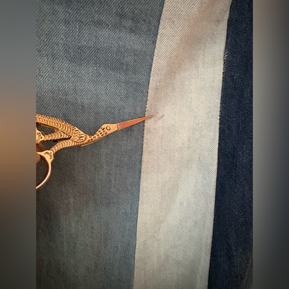Anthropologie x Farm Rio Blue and White denim color blocked Midi Dress S - Picture 4 of 13